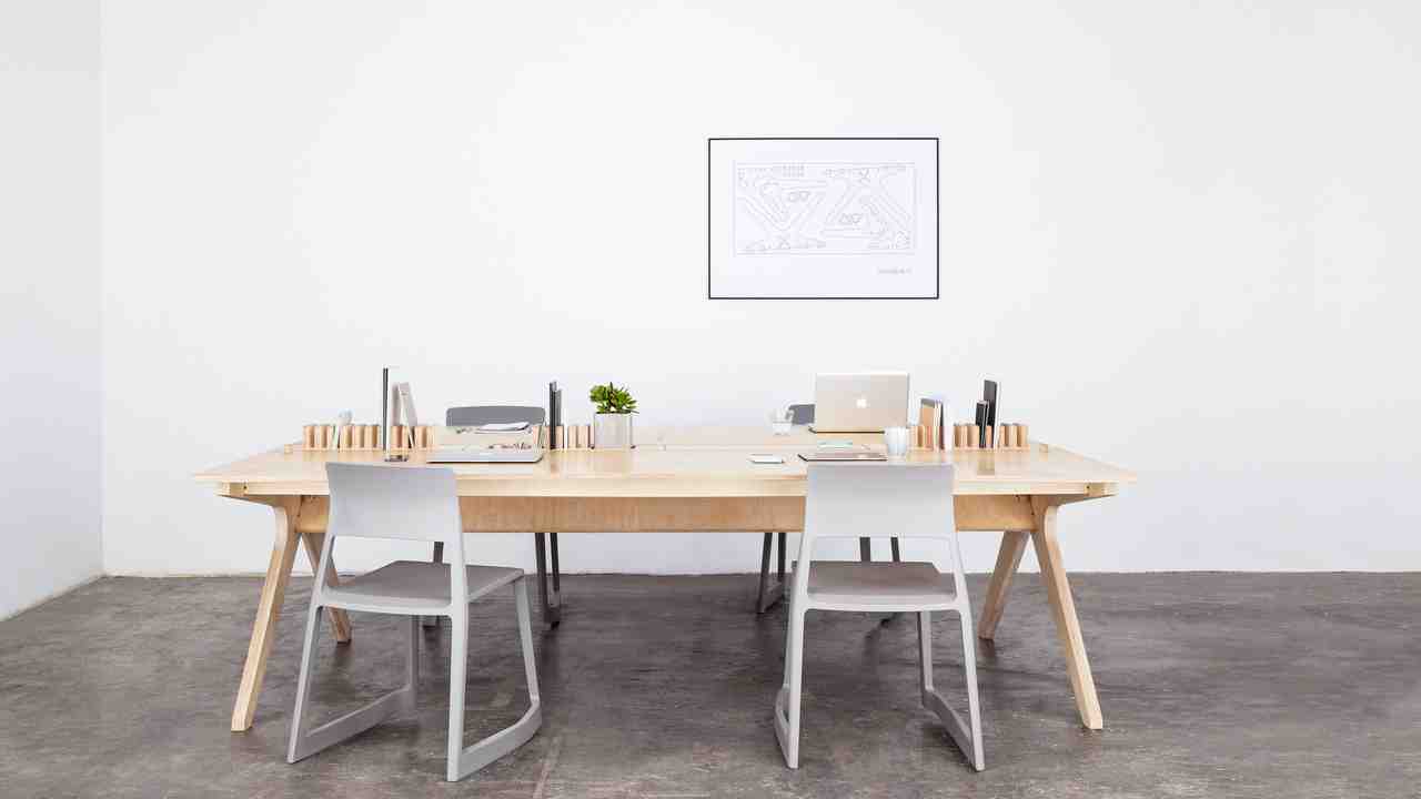 Global view of the Lean Desk designed by Joni Steiner and Nick Ierodiaconou at Opendesk for workspaces