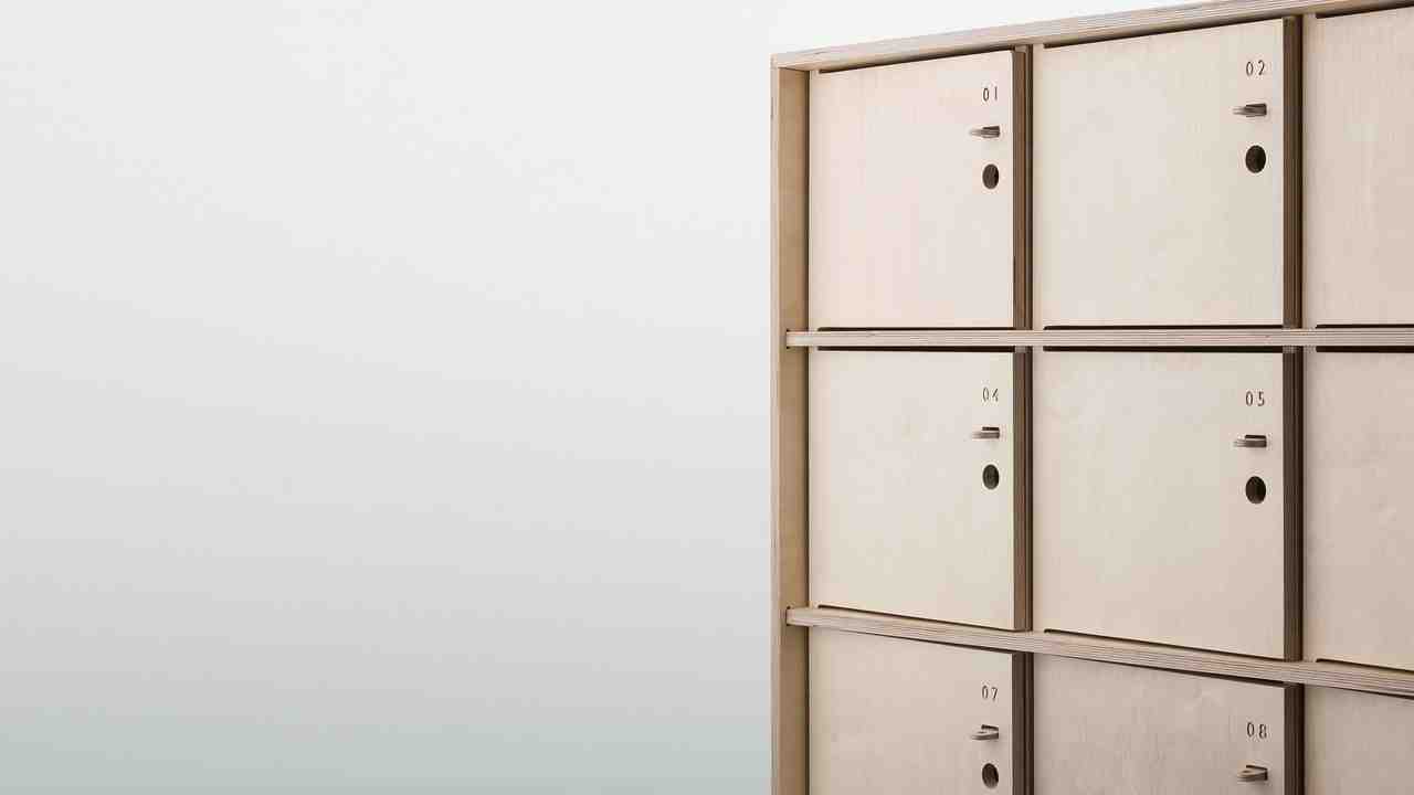 Detail of Opendesk, wooden, Fin Lockers, Lockers, Plywood, Hub, Workspace, Scarlett San Martin