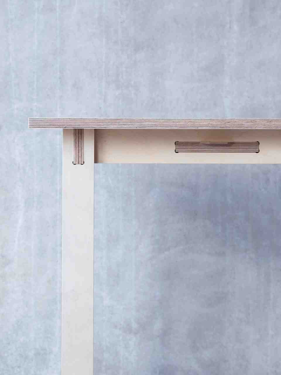 Side zoomed in angle of the Layout table, a creative user workspace table by Josh Worley for Opendesk